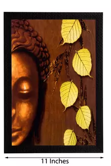 Lord Buddha & Leaves Satin Matt Texture UV Art Painting