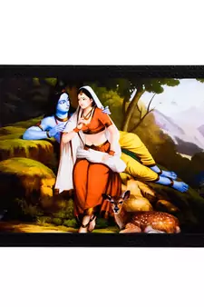 Radha Krishna In Jungle Satin Matt Texture UV Art Painting