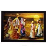 Village Lady Group Satin Matt Texture UV Art Painting