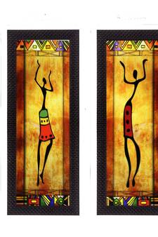 Set of 2 Abstract Dancing Lady Satin Matt Texture UV Art Painting