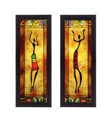 Set of 2 Abstract Dancing Lady Satin Matt Texture UV Art Painting