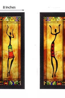 Set of 2 Abstract Dancing Lady Satin Matt Texture UV Art Painting