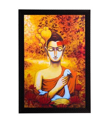 Lord Buddha With Swan Satin Matt Texture UV Art Painting 1