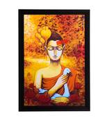 Lord Buddha With Swan Satin Matt Texture UV Art Painting