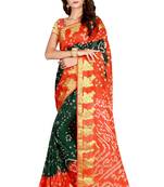 Eye Catching Multicolor Printed Silk Bandhani Saree For Traditional Look