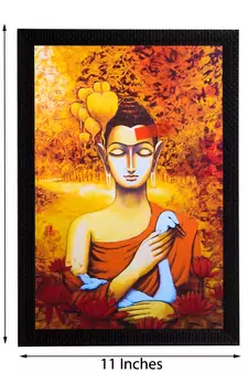 Lord Buddha With Swan Satin Matt Texture UV Art Painting