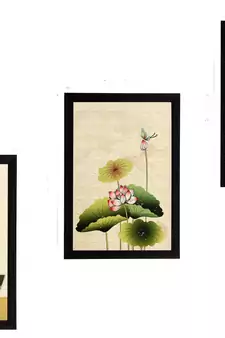 Set of 3 Botanical Pots Satin Matt Textured UV Art Painting