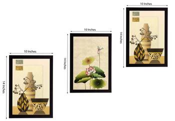 Set of 3 Botanical Pots Satin Matt Textured UV Art Painting 2