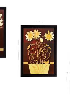 Set of 3 Botanical Pots Satin Matt Textured UV Art Painting