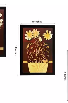 Set of 3 Botanical Pots Satin Matt Textured UV Art Painting