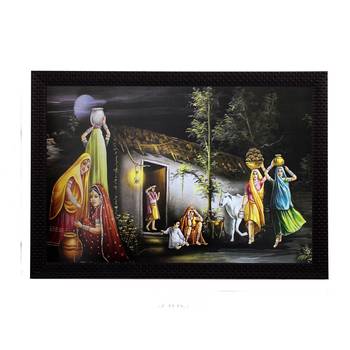 Village Lady Group Satin Matt Texture UV Art Painting 1