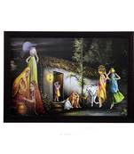 Village Lady Group Satin Matt Texture UV Art Painting