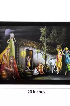 Village Lady Group Satin Matt Texture UV Art Painting