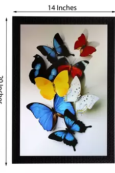 Decorative Colorful Butterflies Satin Matt Texture UV Art Painting