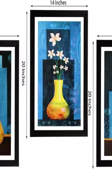 Set of 3 Botanical Pots Satin Matt Textured UV Art Painting