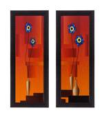 Set of 2 Botanical Pots Satin Matt Textured UV Art Painting