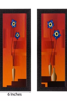 Set of 2 Botanical Pots Satin Matt Textured UV Art Painting