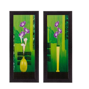 Set of 2 Botanical Pots Satin Matt Textured UV Art Painting 1