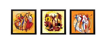 Set Of 3 Abstract Design Satin Matt Texture UV Art Painting 1