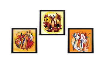 Set Of 3 Abstract Design Satin Matt Texture UV Art Painting 1