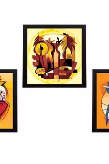 Set Of 3 Abstract Design Satin Matt Texture UV Art Painting