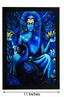 Blue Lord Buddha & Swan Satin Matt Texture UV Art Painting