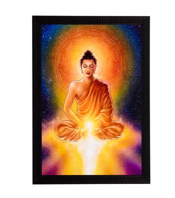 Meditating Lord Buddha & Light Satin Matt Texture UV Art Painting 1