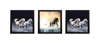 Set Of 3 Running Horses Satin Matt Texture UV Art Painting 1