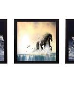 Set Of 3 Running Horses Satin Matt Texture UV Art Painting