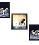 Set Of 3 Running Horses Satin Matt Texture UV Art Painting