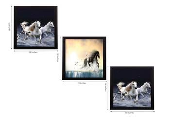 Set Of 3 Running Horses Satin Matt Texture UV Art Painting 2
