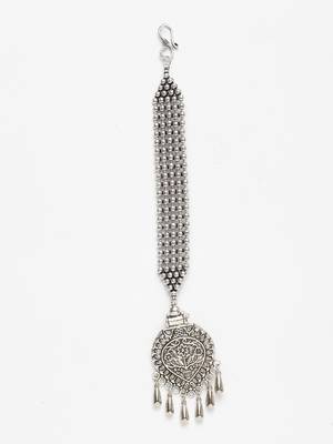 Oxidised Silver Plated Leheriya Textured Style Maang Tikka 3