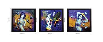 Set Of 3 Beautiful Lady Satin Matt Texture UV Art Painting 2