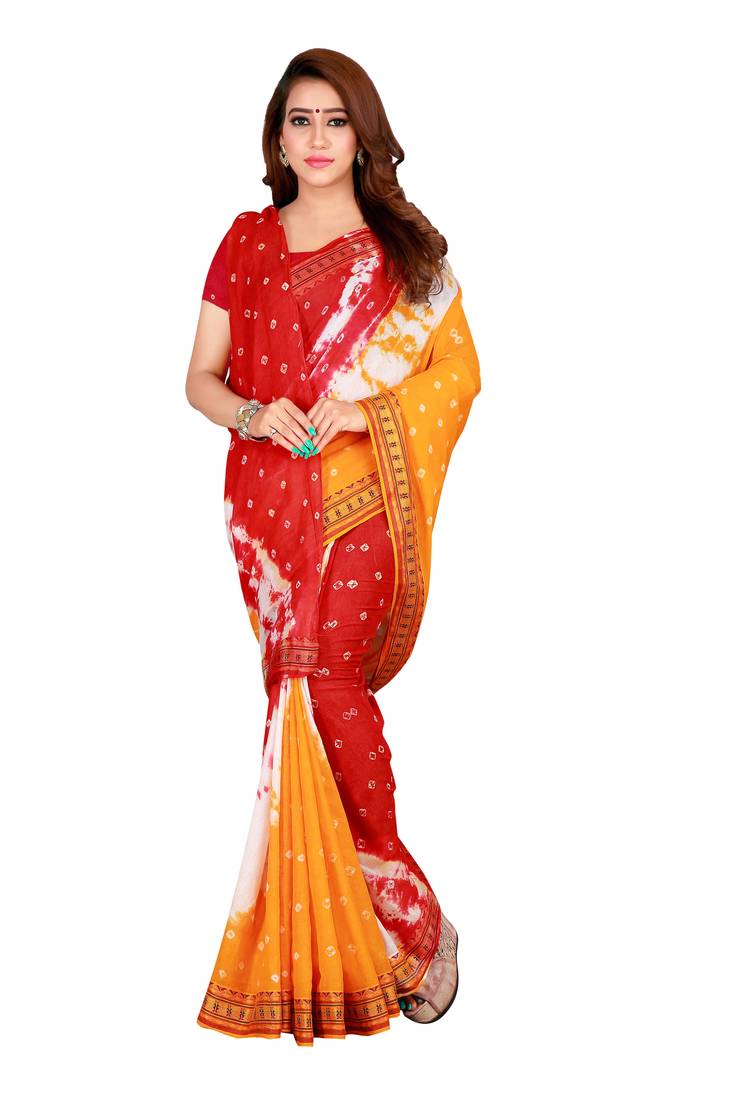 Multicolor - Kutch Tie-Dye Cotton Bandhani Saree 28