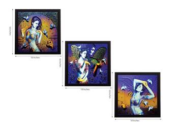 Set Of 3 Beautiful Lady Satin Matt Texture UV Art Painting 2