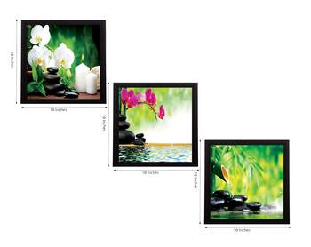 Set Of 3 Flora and Stones Satin Matt Texture UV Art Painting 2