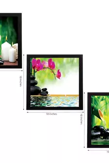 Set Of 3 Flora and Stones Satin Matt Texture UV Art Painting