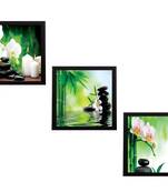 Set Of 3 White Flora and Stones Satin Matt Texture UV Art Painting