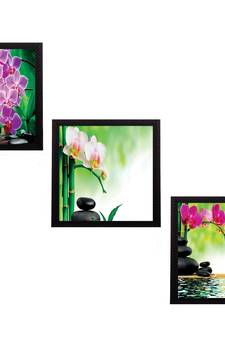 Set Of 3 Colorful Floral Satin Matt Texture UV Art Painting