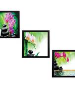 Set Of 3 Colorful Floral Satin Matt Texture UV Art Painting