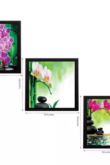 Set Of 3 Colorful Floral Satin Matt Texture UV Art Painting