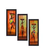 Set Of 3 Tribal Women Figurine Satin Matt Texture UV Art Painting