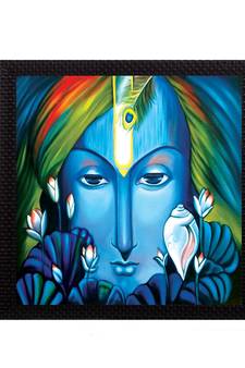Powerful Lord Krishna Satin Matt Texture UV Art Painting