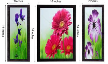 Set Of 3 Colorful Botanical Floral Satin Matt Texture UV Art Painting 2