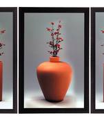 Set Of 3 Flowers and Vase Satin Matt Texture UV Art Painting