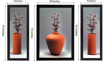 Set Of 3 Flowers and Vase Satin Matt Texture UV Art Painting 2