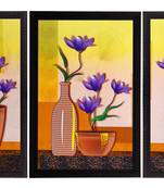 Set Of 3 Botanical Floral and Vase Satin Matt Texture UV Art Painting