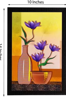 Set Of 3 Botanical Floral and Vase Satin Matt Texture UV Art Painting