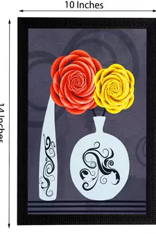 Set Of 3 Vase With Flower Satin Matt Texture UV Art Painting