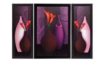 Set Of 3 Colorful Vases Satin Matt Texture UV Art Painting 1